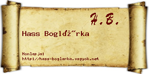 Hass Boglárka névjegykártya
